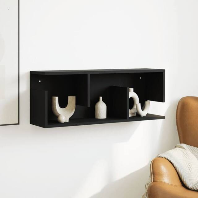 Berkfield Home Wall Cabinet 80x20x30 cm Black Engineered Wood - Size: 80 x 20 x 30 cm - image 1