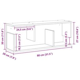 Berkfield Home Wall Cabinet 80x20x30 cm Black Engineered Wood - Size: 80 x 20 x 30 cm - thumbnail 9