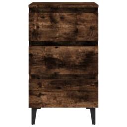 Berkfield Home Bed Cabinet with Metal Legs Smoked Oak 40x35x69 cm in Brown - Size: 40 x 35 x 69 cm - thumbnail 5