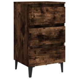 Berkfield Home Bed Cabinet with Metal Legs Smoked Oak 40x35x69 cm in Brown - Size: 40 x 35 x 69 cm - thumbnail 1