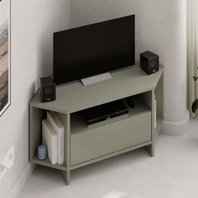 Decortie Viva' Modern Corner TV Unit for 34 Inches TVs in Green - Size: 1 Pack - image 1