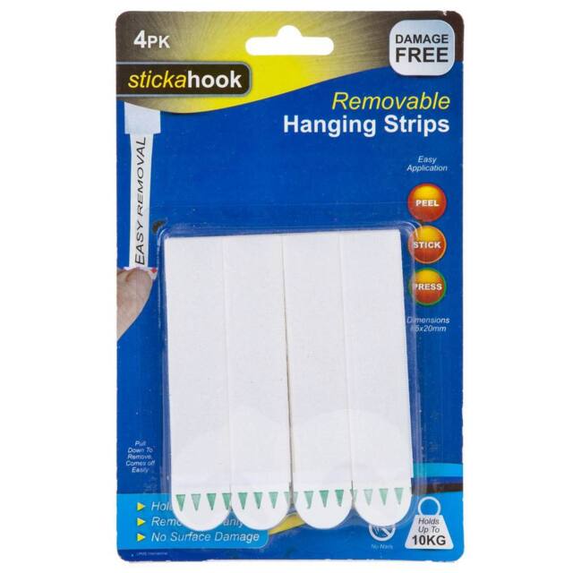 VFM e-Store Removable Picture Hanging Hooks, (Pack of 4) Hanging Solutions in White - image 1