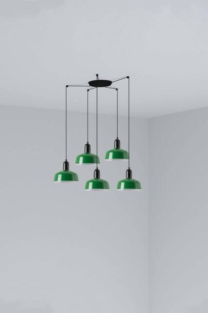 Netlighting Tatawin Small Cluster Pendant Ceiling Light Black Gloss Green 5x E27
