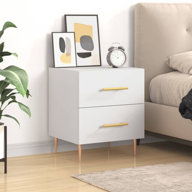 Berkfield Home Bedside Cabinet White 40x35x47.5 cm Engineered Wood - image 1