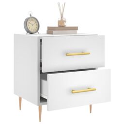 Berkfield Home Bedside Cabinet White 40x35x47.5 cm Engineered Wood - thumbnail 4