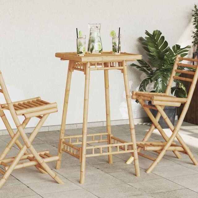 Berkfield Home Outdoor Bar Table Square 55x55x100 cm Bamboo in Brown - Size: 55 x 55 x 100 cm - image 1
