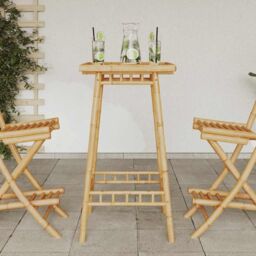 Berkfield Home Outdoor Bar Table Square 55x55x100 cm Bamboo in Brown - Size: 55 x 55 x 100 cm - thumbnail 3