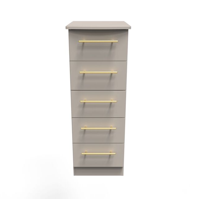 Ready Assembled 2 U Helmsley 5 Drawer Tallboy (Ready Assembled) in Taupe - image 1