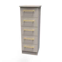 Ready Assembled 2 U Helmsley 5 Drawer Tallboy (Ready Assembled) in Taupe - thumbnail 3