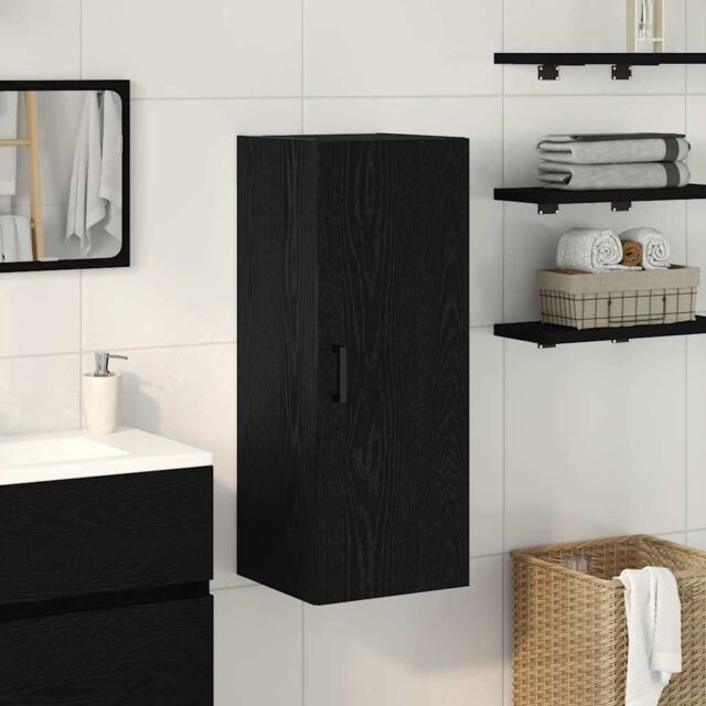 Berkfield Home Wall Mounted Cabinet Black Oak 34.5x34x90 cm Engineered Wood - image 1