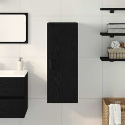 Berkfield Home Wall Mounted Cabinet Black Oak 34.5x34x90 cm Engineered Wood - thumbnail 3