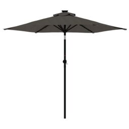 Berkfield Home Garden Parasol with LEDs & Steel Pole Anthracite 225x225x212cm in Black - Size: 225 x 225 x 212 cm - thumbnail 5