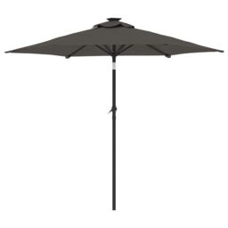 Berkfield Home Garden Parasol with LEDs & Steel Pole Anthracite 225x225x212cm in Black - Size: 225 x 225 x 212 cm - thumbnail 6