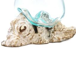 Serenityy Molten Glass on Whitewash Wood - Large Decorative Bowl in White - thumbnail 2