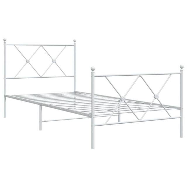 Berkfield Home Metal Bed Frame without Mattress with Footboard White 90x190cm - Size: 90x190 cm - image 1