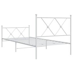 Berkfield Home Metal Bed Frame without Mattress with Footboard White 90x190cm - Size: 90x190 cm - thumbnail 6