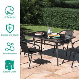Living and Home 6 Seater Outdoor Garden Dining Set in Black - thumbnail 7