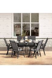 Living and Home 6 Seater Outdoor Garden Dining Set in Black