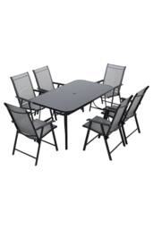 Living and Home 6 Seater Outdoor Garden Dining Set in Black - thumbnail 4