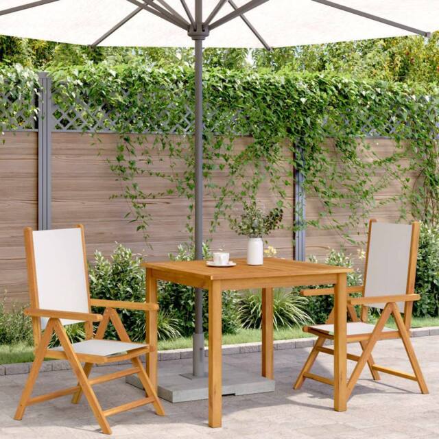 Berkfield Home Beautiful Garden Chairs 2 pcs Cream White Solid Wood Acacia & Fabric - image 1
