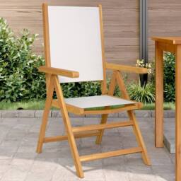 Berkfield Home Beautiful Garden Chairs 2 pcs Cream White Solid Wood Acacia & Fabric - thumbnail 2