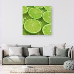 "Warren Reed - Designer Fresh Limes Canvas in Green - Size: W16"" x H16""" - thumbnail 4