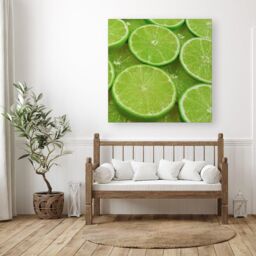 "Warren Reed - Designer Fresh Limes Canvas in Green - Size: W16"" x H16""" - thumbnail 3