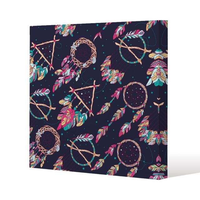 Benjamin Tate Design Pattern with Different Dream Catcher Amulet (Canvas Print) / 46 x 46 x 4cm in Natural - Size: 46 x 46 x 4 cm - image 1