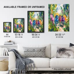 "Artery8 Colourful Horses Running Through Forest Abstract Framed Art Print in Green - Size: W12"" x H16""" - thumbnail 3