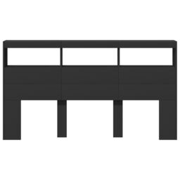 Berkfield Home Headboard Cabinet with LED Black 180x17x102 cm - Size: 180 x 17 x 102 cm - thumbnail 6