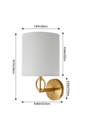 Living and Home Metal Wall Light with Fabric Lampshade in Gold - thumbnail 4