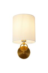Living and Home Metal Wall Light with Fabric Lampshade in Gold - thumbnail 2