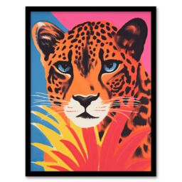 "Artery8 Cheetah Pineapple Screen Risograph Pink Orange Framed Wall Art - Size: W12"" x H16""" - thumbnail 1
