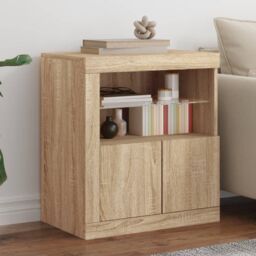 Berkfield Home Sideboard with LED Lights Sonoma Oak 60.5x37x67 cm in Brown