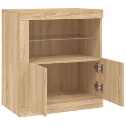 Berkfield Home Sideboard with LED Lights Sonoma Oak 60.5x37x67 cm in Brown - thumbnail 7
