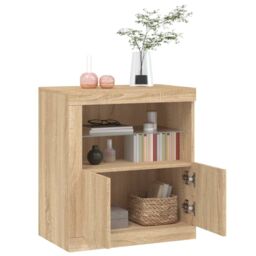 Berkfield Home Sideboard with LED Lights Sonoma Oak 60.5x37x67 cm in Brown - thumbnail 5