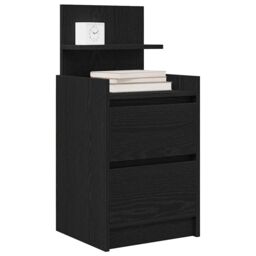 Berkfield Home Bedside Cabinet with 2 Drawers Black 38x34x80 cm - Size: 38 x 34 x 80 cm - thumbnail 4