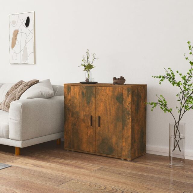 Berkfield Home Sideboard Smoked Oak 80x33x70 cm Engineered Wood in Brown - Size: 80 x 33 x 70 cm - image 1