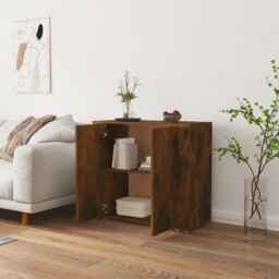 Berkfield Home Sideboard Smoked Oak 80x33x70 cm Engineered Wood in Brown - Size: 80 x 33 x 70 cm - thumbnail 5
