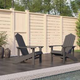 Berkfield Home Garden Adirondack Chairs 2 pcs HDPE Anthracite in Black - thumbnail 1