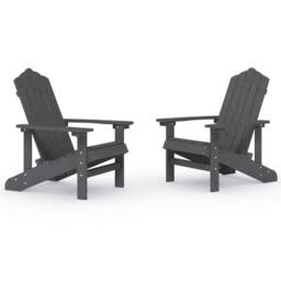 Berkfield Home Garden Adirondack Chairs 2 pcs HDPE Anthracite in Black - thumbnail 2