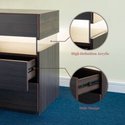 Matteo Modern LED Nightstand with Acrylic Board & 3 Drawers - Walnut - thumbnail 5