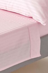 Homescapes Egyptian Cotton Satin Stripe Flat Sheet 330 Thread Count in Pink - Size: Super King Flat - thumbnail 1