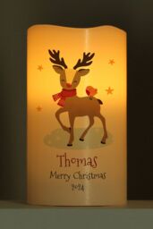 Personalised Memento Company Personalised Christmas Reindeer LED Candle in Off-White - thumbnail 4