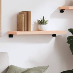 Berkfield Home Wall Shelf 60x20x4 cm Untreated Solid Wood Oak in Light Tan - Size: 60 x 20 x 4 cm
