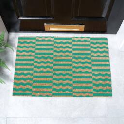 Artsy Mats Elizabeth Olwen Green Wave Coir Doormat (60x40cm) - Size: 40 x 60 cm - thumbnail 1