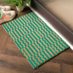 Artsy Mats Elizabeth Olwen Green Wave Coir Doormat (60x40cm) - Size: 40 x 60 cm - thumbnail 2