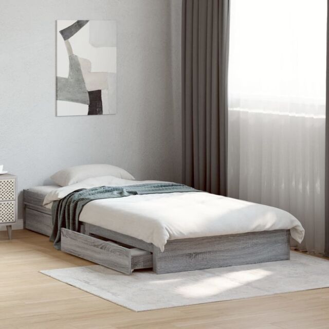 Berkfield Home Bed Frame with Drawers without Mattress Grey Sonoma 100x200 cm - image 1