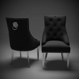 Stratus Interiors Bentley Velvet Lion Knocker Kitchen Dining Chair 56Wx72Dx103H 1 Pcs in Black - Size: 100 cm x 60 cm
