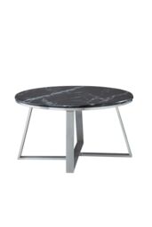 Orsina Stylish Round Coffee Table With Black Marble Top, Silver Finish Decorative Table, Spacious Coffee Table - thumbnail 4